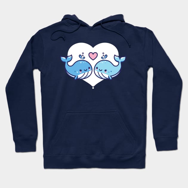 Cute Whales Couple Valentines Hoodie by JS Arts